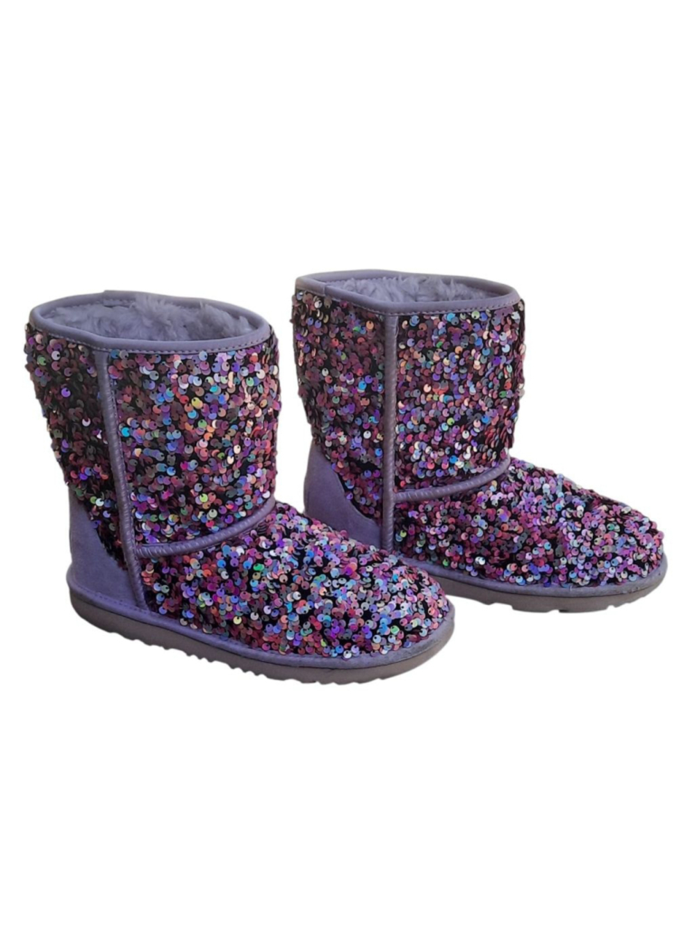 UGG Classic Mini Stellar Sequin Boots Lilac Frost Purple Glitter Size 5 - Picture 4 of 6